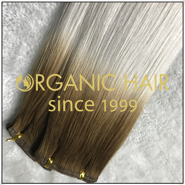 #6/60A ombre color flat weft hair extension C016